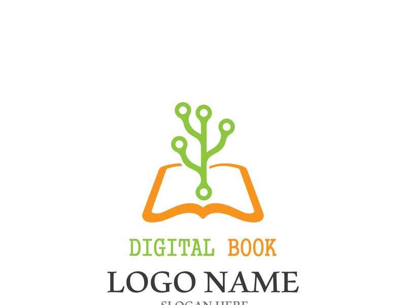 Digital book logo technology vector icon design