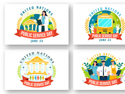 12 United Nations Public Service Day Illustration