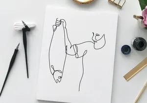 Fishing one line art minimalis