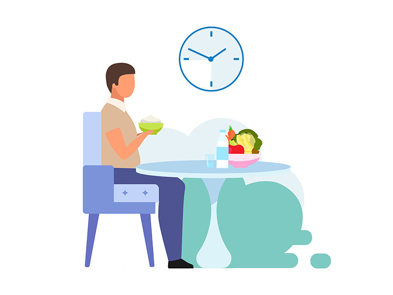 Healthy lunch habits flat vector illustration