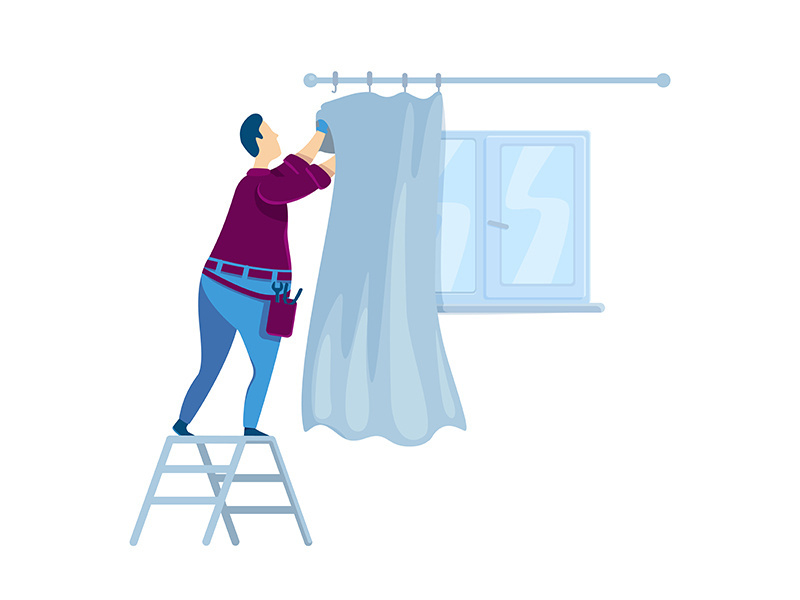 Handyperson flat color vector faceless character