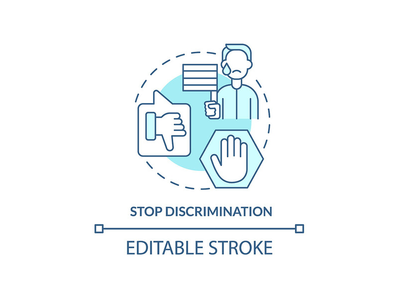 Stop discrimination turquoise concept icon