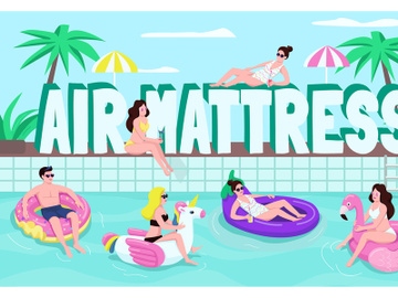 Air mattresses word concepts flat color vector banner preview picture