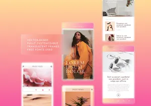Glass Frost Feed UI Kit 01 - Free Demo