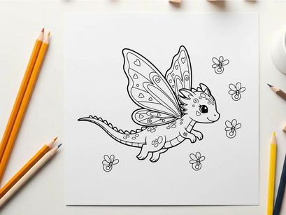 Cute lizard with butterfly wings vector illustration