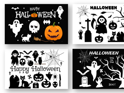 20 Set Halloween Elements Vector Illustration