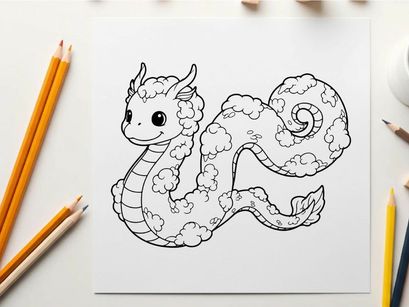 Cute cartoon cloud dragon vector illustration flat design