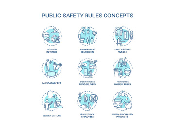 Public safety rules concept icons set preview picture