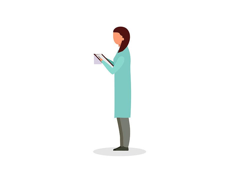 Providing clinical examination flat color vector faceless character