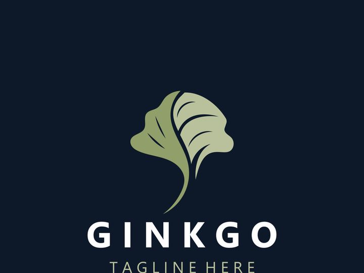 Ginkgo leaf biloba logo nature. Healthy ingredient that is used in medicine for disease treatment with line art style design