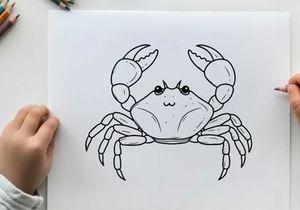 Cute cartoon crab smiling vector illustration flat design