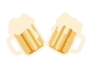 Mugs with foaming beer semi flat color vector object preview picture