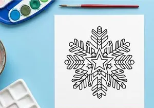 Hand-drawn Christmas snowflake star with intricate white line art on transparent background for festive designs