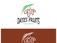 Date palm fruit plant logo design with leaves,seeds and date palm tree isolated background exotic organic plant.