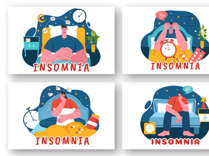 9 Insomnia Vector Illustration