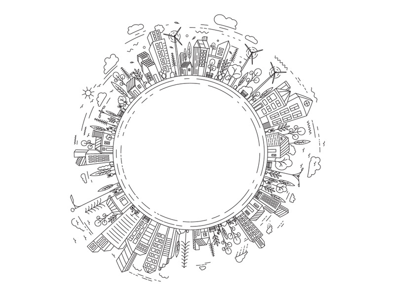 City Building Line art illustration