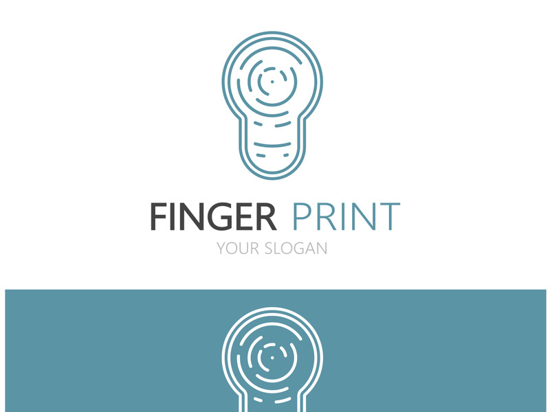 simple flat fingerprint logo,for security,identification,badge,emblem,business card,digital,vector