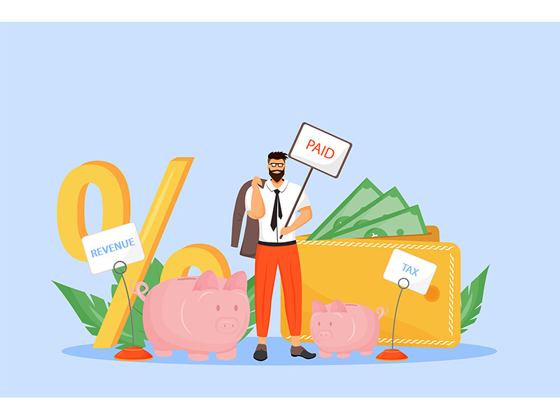 Payroll tax flat concept vector illustration