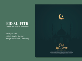 Eid Al-Fitr social media post template design Premium Vector preview picture