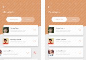 Chat list and Remove chat concept screens for Messenger app
