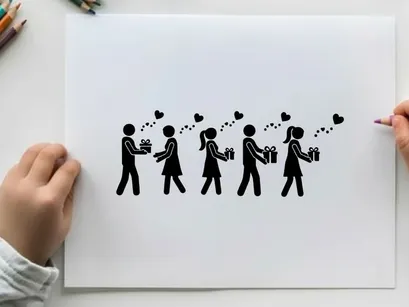 ilustrasi vektor desain rata flat perayaan pertukaran hadiah keluarga