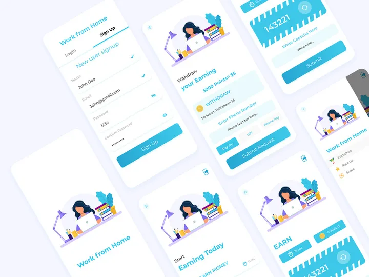 Work From Home Earning App UI/UX (V2)