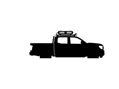 Silhouette of a pickup truck with roof rack