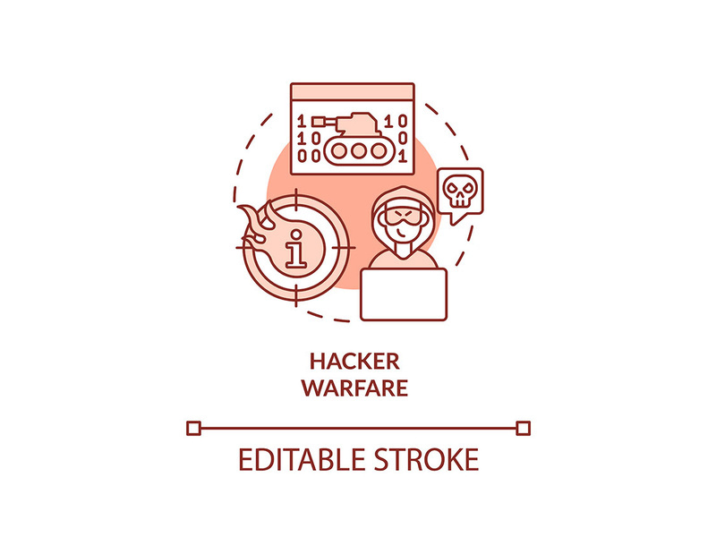 Hacker warfare red concept icon