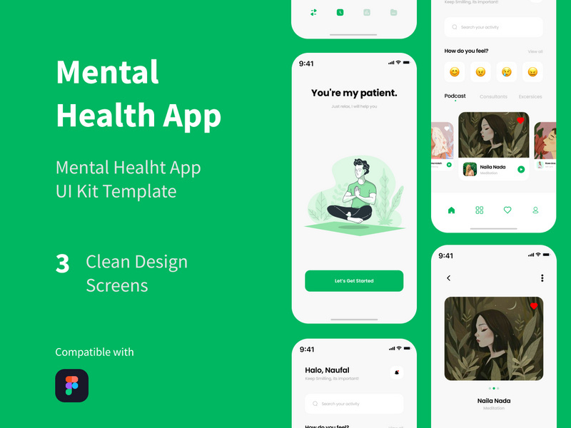 Mental Health App UI Kit Template