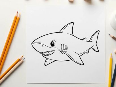 Cartoon shark swimming vector illustration flat design