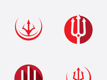 Red Trident logo icon design template