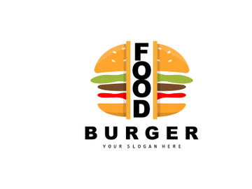 Burger Logo, Fast Food Design, Bread And Vegetables Vector, Fast Food Restaurant Brand Icon Illustration preview picture