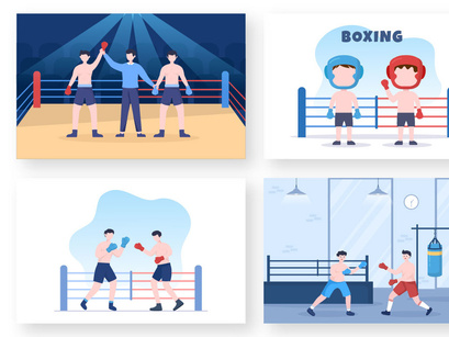 9 Professional Boxing Cartoon Illustration