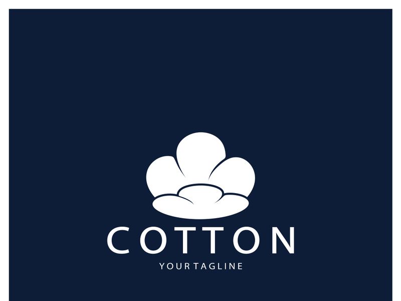Soft natural organic cotton flower plant logo for cotton plantations, industries,business,textile,clothing and beauty,vector