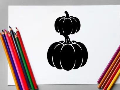 Silhouette von zwei übereinander gestapelten Kürbissen für Halloween-Dekoration