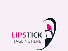 Lipstick logo design for makeup fashion shop and beauty vector cosmetic design template