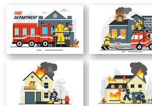 9 Fire Department or Firefighter Illustration