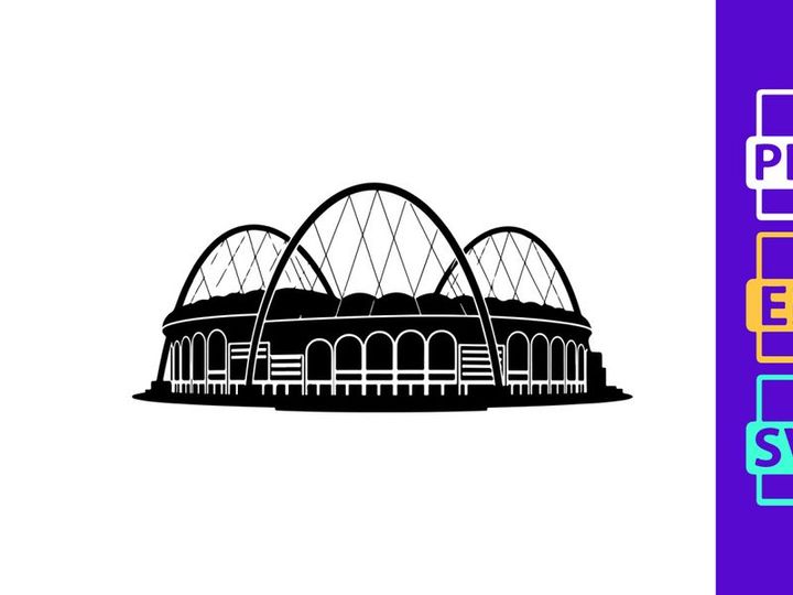 Black and white illustration of a large glasshouse with three domes
