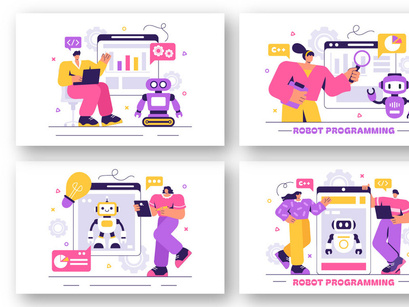 10 Artificial Intelligence Robot Programming Illustration