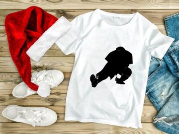 A black silhouette of a man in a dynamic kneeling position in athletic wear preview picture