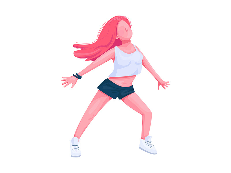 Girl dance flat color vector faceless character