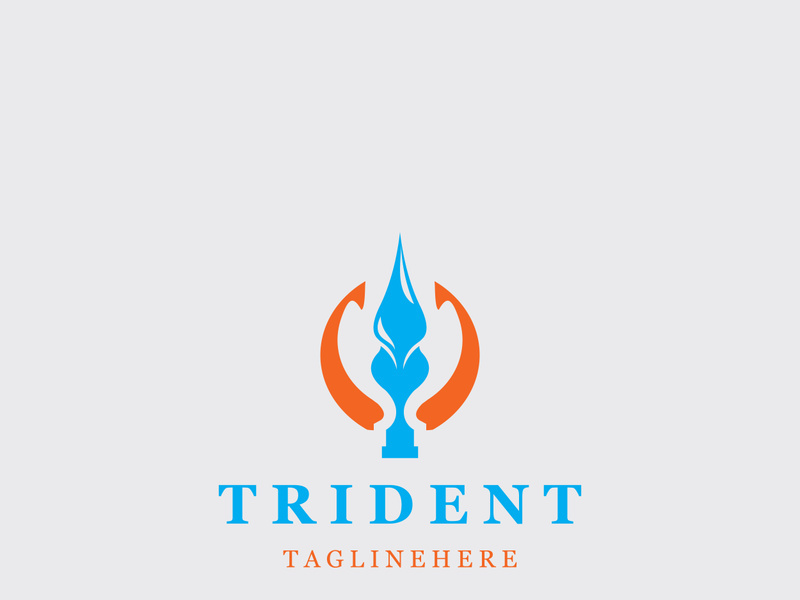 Trident Poseidon Logo, Spear Simple Vintage Template Design