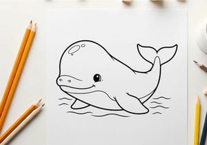 Cute whale swimming underwater vector illustration
