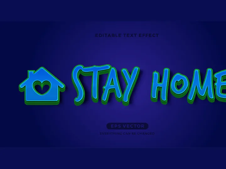 Stay Home editable text effect vector template