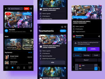 Gaming Tournaments Mobile App UI Kit. preview picture