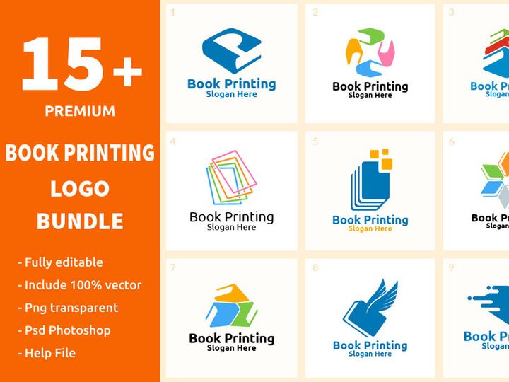 15+ Book Printing Logo Bundle