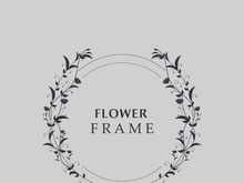 Floral frame flower round shape emblem logotype isolated on white background, leaves luxury linear logo circle style boutique