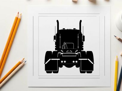 Silhouette of a large truck facing forward