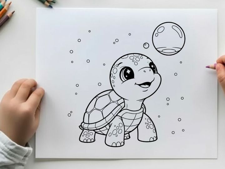 Cute cartoon turtle smiling vector illustration flat design