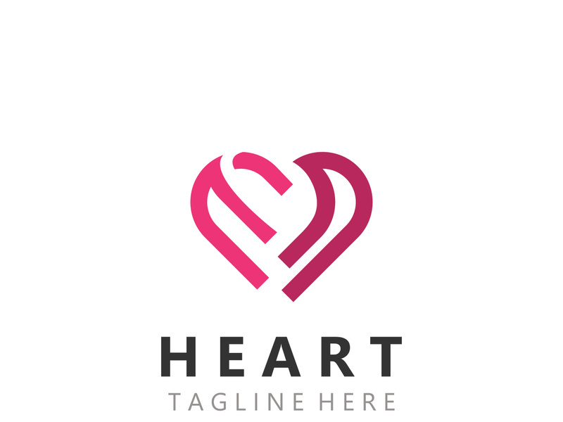 Heart logo design template, luxury ribbon Valentines day and love stripe logotype
